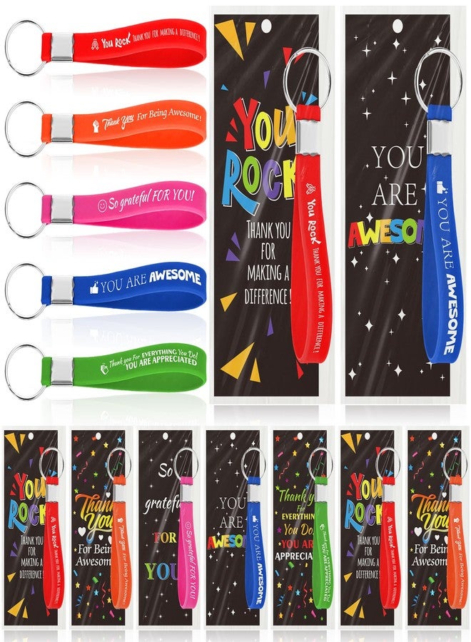 Aartner 30 Sets Inspirational Motivational Silicone Key Chains in Bulk Employee Appreciation Thank You Gifts for Staff Teacher Team Teachers Coworkers Nurses Women Men Christmas Stuffers Thanksgiving Favors - Image 1